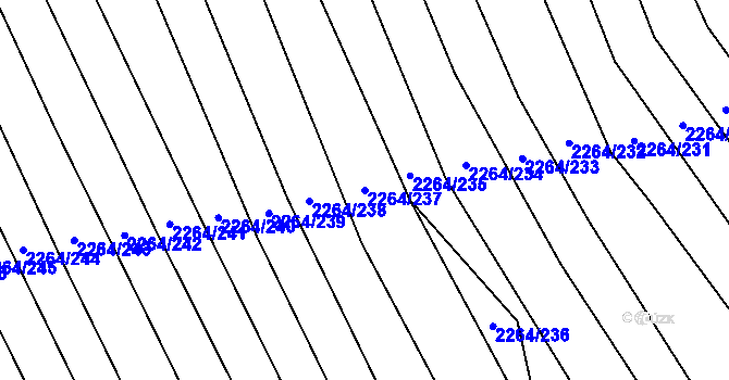 Parcela st. 2264/237 v KÚ Oslavany, Katastrální mapa