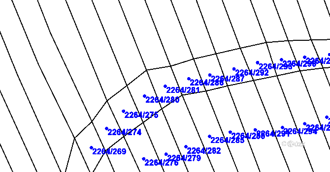 Parcela st. 2264/281 v KÚ Oslavany, Katastrální mapa