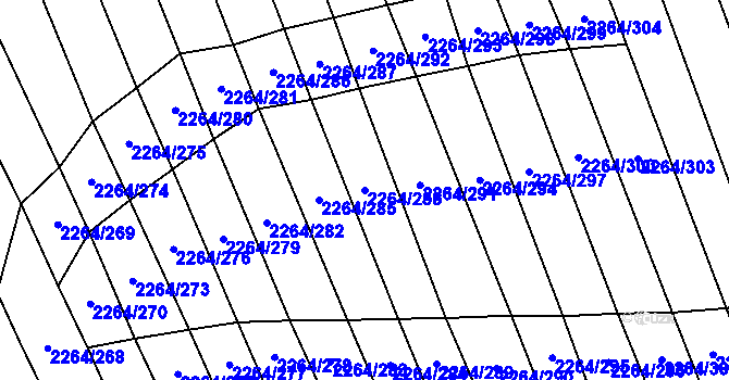 Parcela st. 2264/288 v KÚ Oslavany, Katastrální mapa