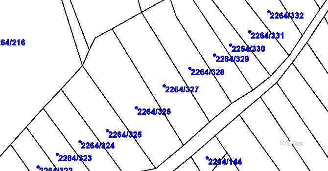Parcela st. 2264/327 v KÚ Oslavany, Katastrální mapa