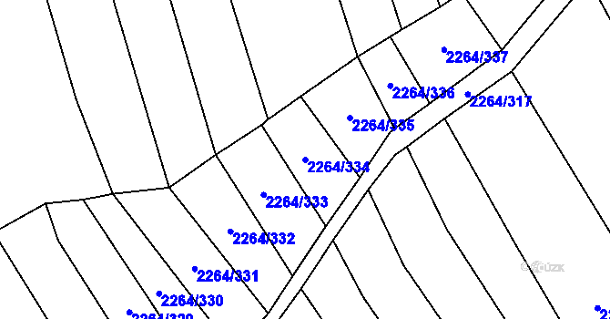 Parcela st. 2264/334 v KÚ Oslavany, Katastrální mapa