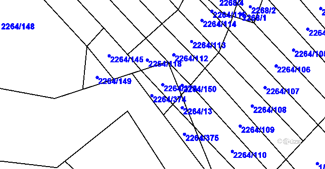 Parcela st. 2264/373 v KÚ Oslavany, Katastrální mapa
