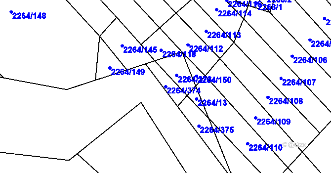Parcela st. 2264/374 v KÚ Oslavany, Katastrální mapa