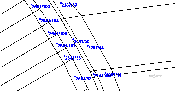Parcela st. 2287/54 v KÚ Oslavany, Katastrální mapa