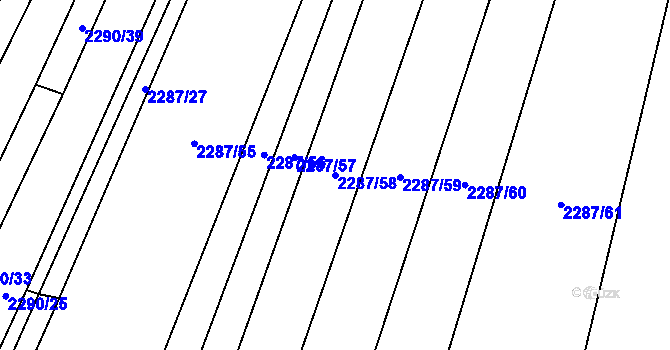 Parcela st. 2287/58 v KÚ Oslavany, Katastrální mapa
