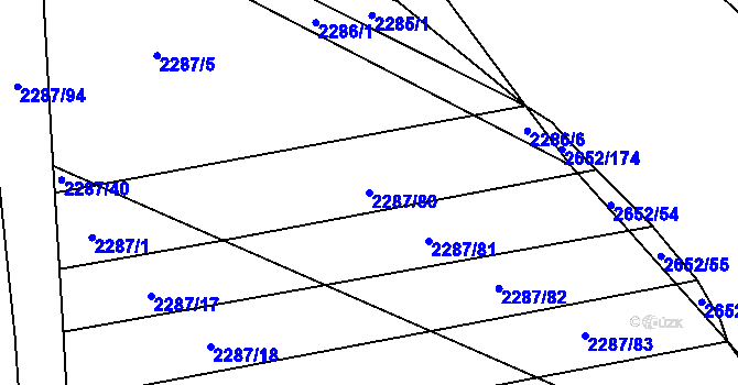 Parcela st. 2287/80 v KÚ Oslavany, Katastrální mapa