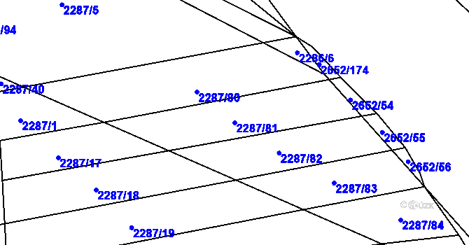 Parcela st. 2287/81 v KÚ Oslavany, Katastrální mapa