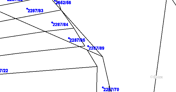 Parcela st. 2287/89 v KÚ Oslavany, Katastrální mapa