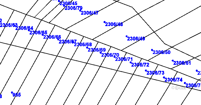 Parcela st. 2306/70 v KÚ Oslavany, Katastrální mapa