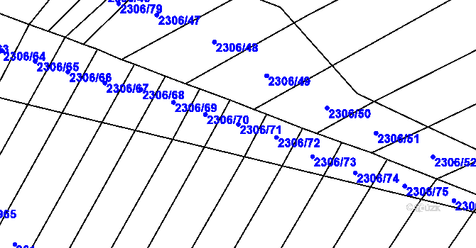 Parcela st. 2306/71 v KÚ Oslavany, Katastrální mapa