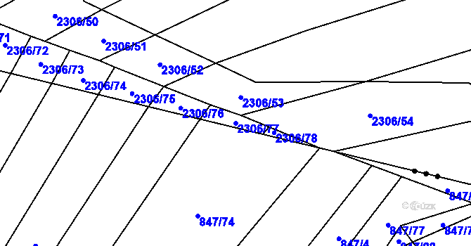 Parcela st. 2306/77 v KÚ Oslavany, Katastrální mapa
