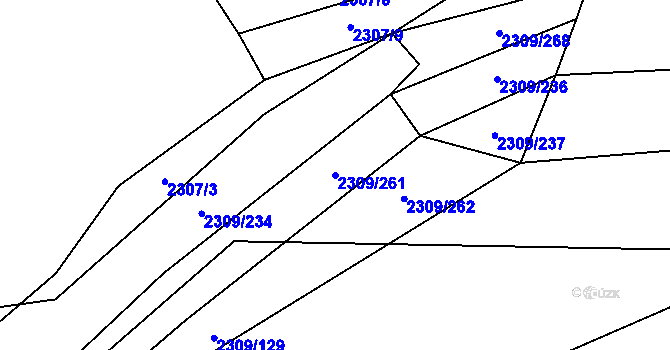 Parcela st. 2309/261 v KÚ Oslavany, Katastrální mapa