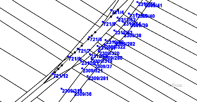 Parcela st. 2309/320 v KÚ Oslavany, Katastrální mapa
