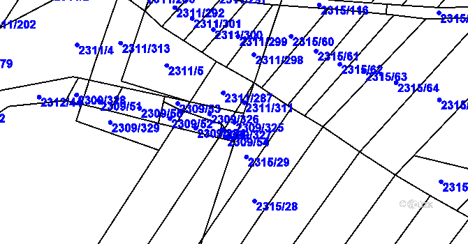 Parcela st. 2309/325 v KÚ Oslavany, Katastrální mapa