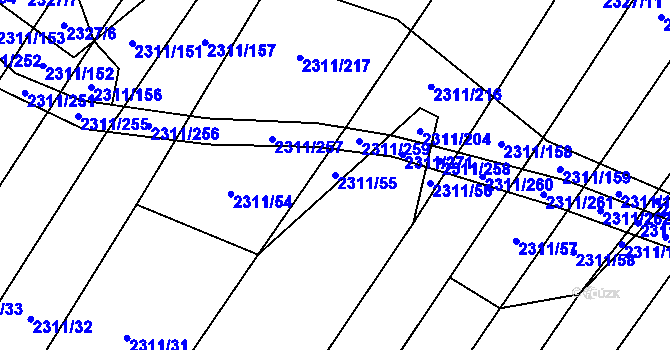 Parcela st. 2311/55 v KÚ Oslavany, Katastrální mapa