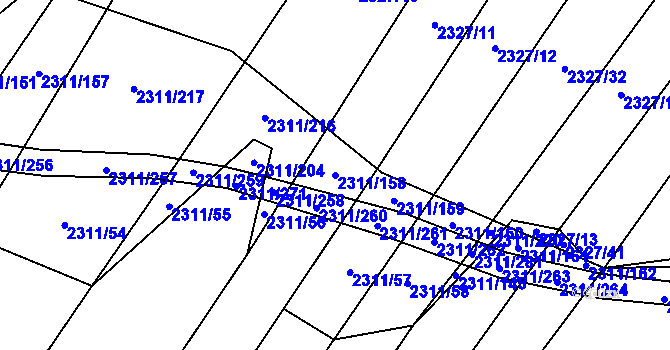 Parcela st. 2311/158 v KÚ Oslavany, Katastrální mapa