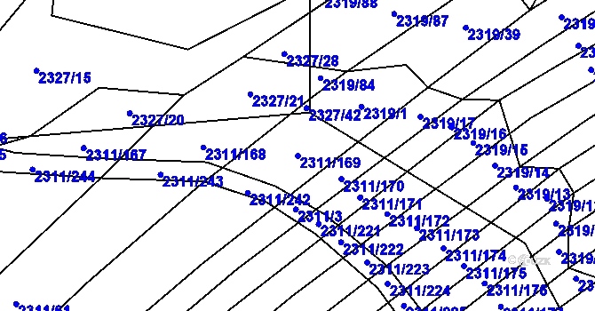 Parcela st. 2311/169 v KÚ Oslavany, Katastrální mapa