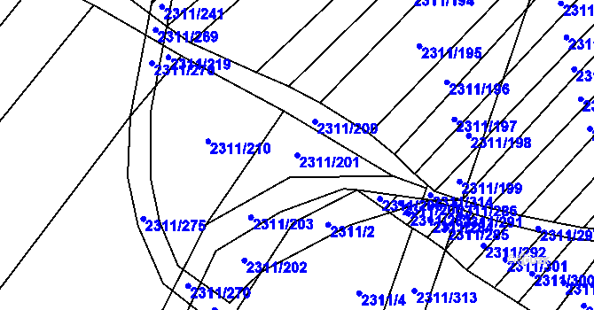 Parcela st. 2311/201 v KÚ Oslavany, Katastrální mapa