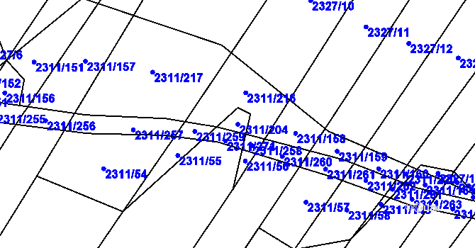 Parcela st. 2311/204 v KÚ Oslavany, Katastrální mapa