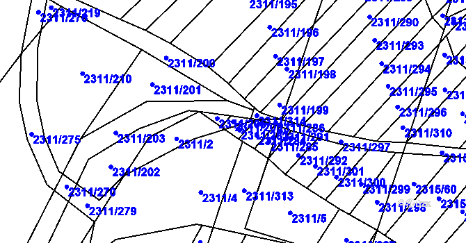 Parcela st. 2311/206 v KÚ Oslavany, Katastrální mapa