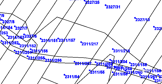 Parcela st. 2311/217 v KÚ Oslavany, Katastrální mapa