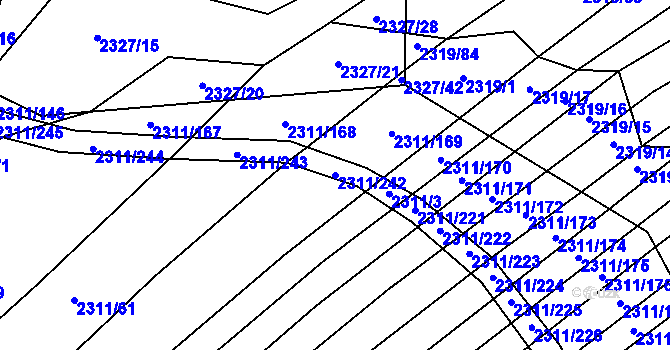 Parcela st. 2311/242 v KÚ Oslavany, Katastrální mapa