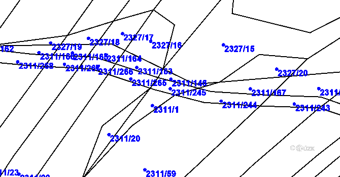 Parcela st. 2311/245 v KÚ Oslavany, Katastrální mapa