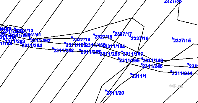 Parcela st. 2311/266 v KÚ Oslavany, Katastrální mapa