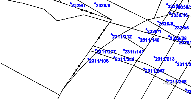 Parcela st. 2311/277 v KÚ Oslavany, Katastrální mapa