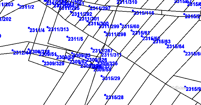 Parcela st. 2311/311 v KÚ Oslavany, Katastrální mapa