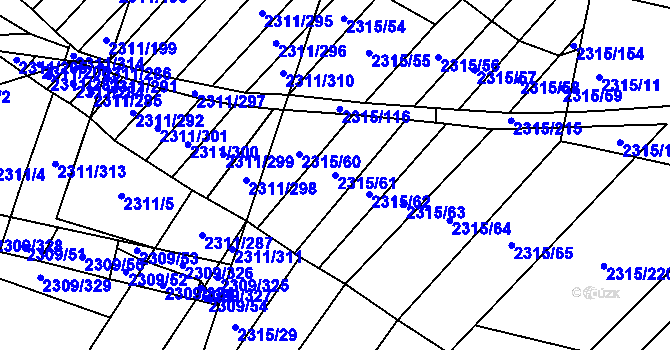 Parcela st. 2315/61 v KÚ Oslavany, Katastrální mapa