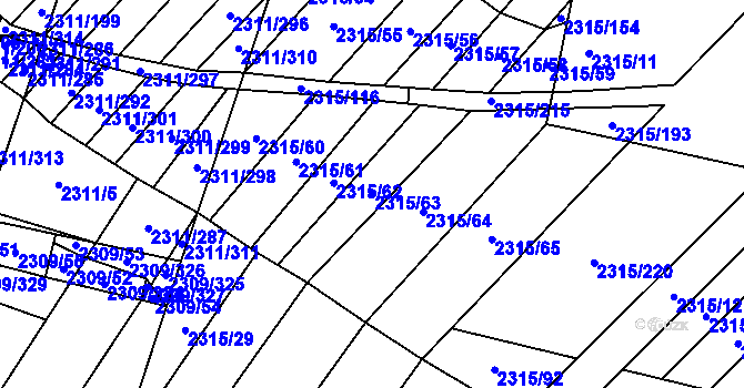 Parcela st. 2315/63 v KÚ Oslavany, Katastrální mapa