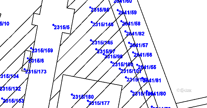 Parcela st. 2315/98 v KÚ Oslavany, Katastrální mapa