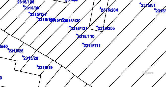 Parcela st. 2315/111 v KÚ Oslavany, Katastrální mapa