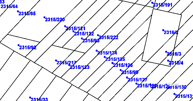 Parcela st. 2315/124 v KÚ Oslavany, Katastrální mapa