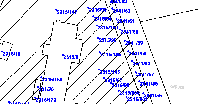 Parcela st. 2315/146 v KÚ Oslavany, Katastrální mapa