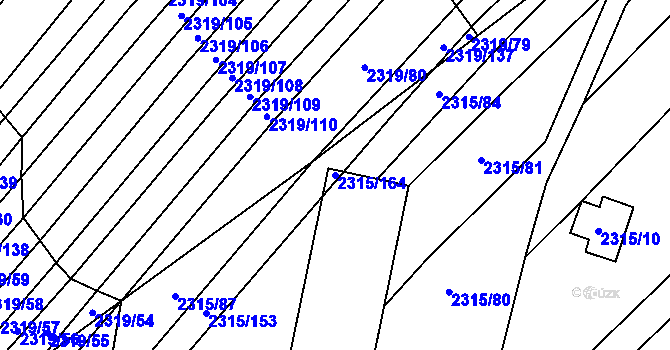 Parcela st. 2315/164 v KÚ Oslavany, Katastrální mapa