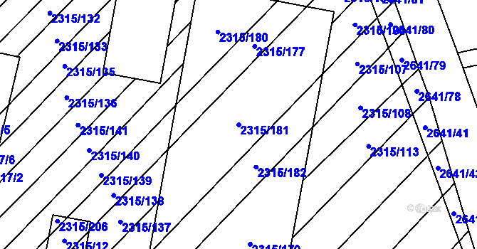 Parcela st. 2315/181 v KÚ Oslavany, Katastrální mapa