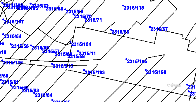 Parcela st. 2315/186 v KÚ Oslavany, Katastrální mapa