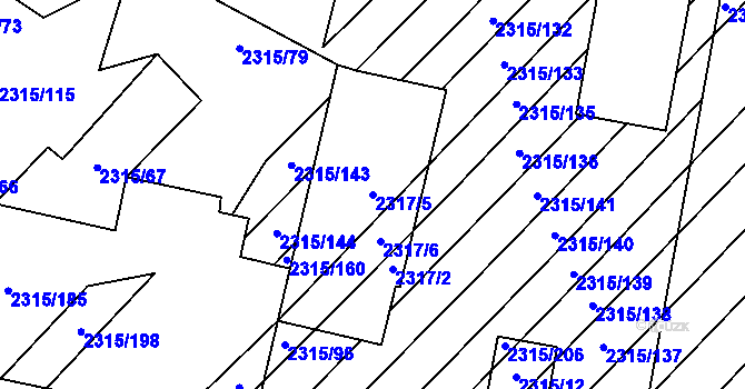 Parcela st. 2317/5 v KÚ Oslavany, Katastrální mapa