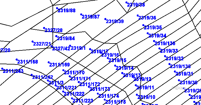 Parcela st. 2319/16 v KÚ Oslavany, Katastrální mapa