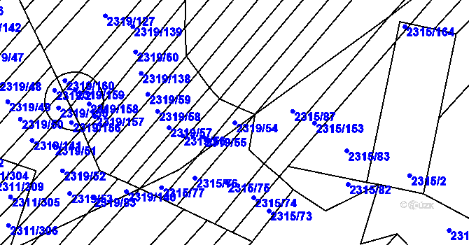 Parcela st. 2319/54 v KÚ Oslavany, Katastrální mapa