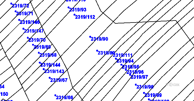 Parcela st. 2319/89 v KÚ Oslavany, Katastrální mapa