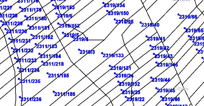 Parcela st. 2319/133 v KÚ Oslavany, Katastrální mapa