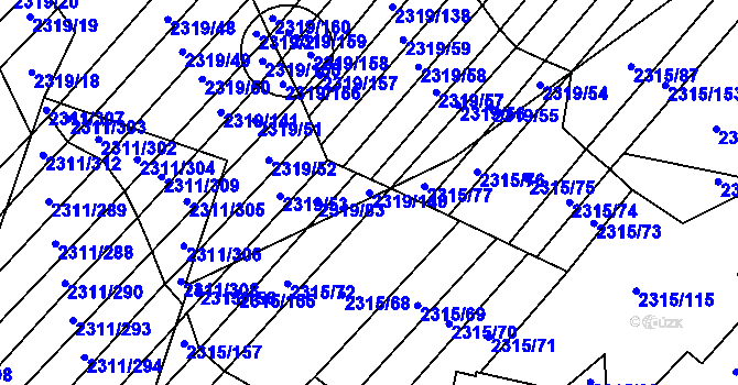 Parcela st. 2319/140 v KÚ Oslavany, Katastrální mapa