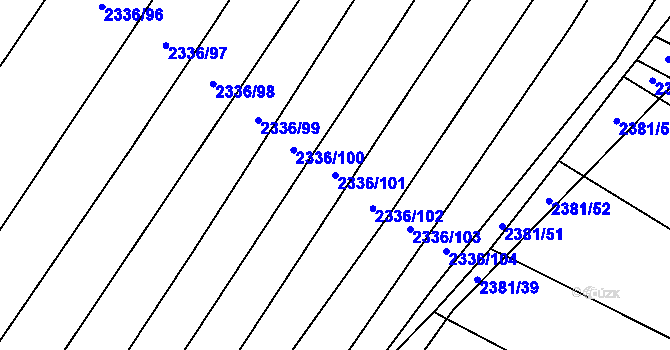 Parcela st. 2336/101 v KÚ Oslavany, Katastrální mapa