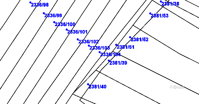 Parcela st. 2336/104 v KÚ Oslavany, Katastrální mapa