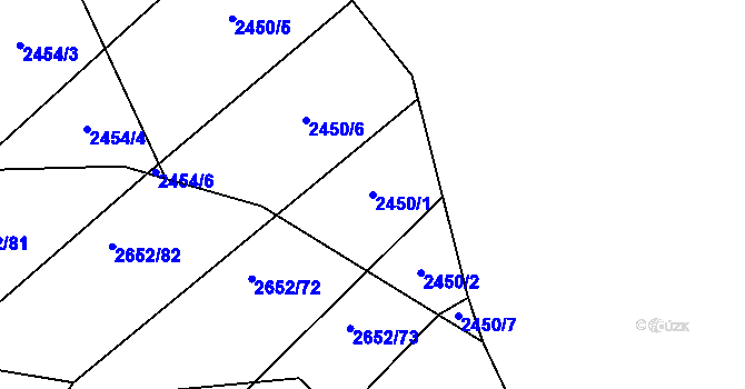 Parcela st. 2450/1 v KÚ Oslavany, Katastrální mapa