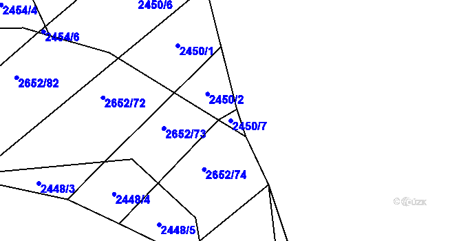 Parcela st. 2450/7 v KÚ Oslavany, Katastrální mapa