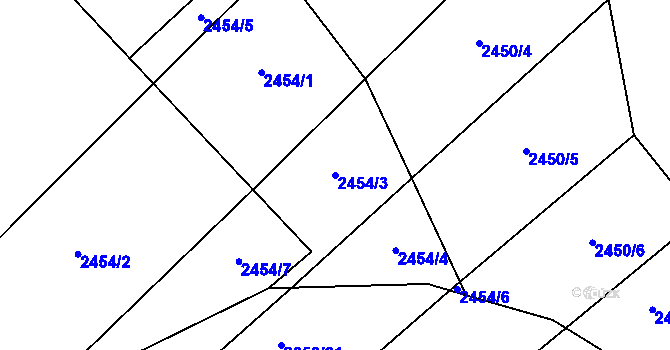 Parcela st. 2454/3 v KÚ Oslavany, Katastrální mapa